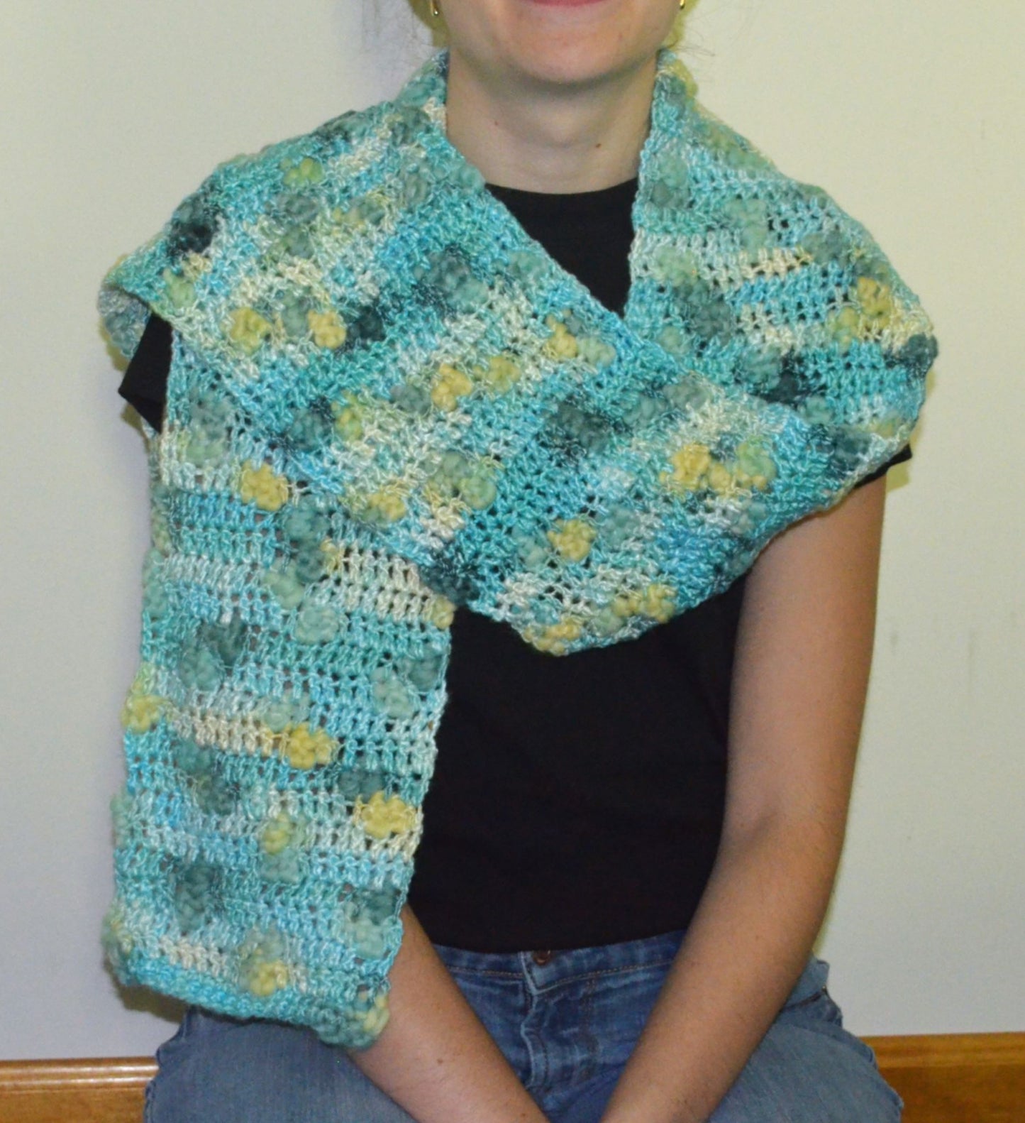 Scarf - Teal Fluff Dots