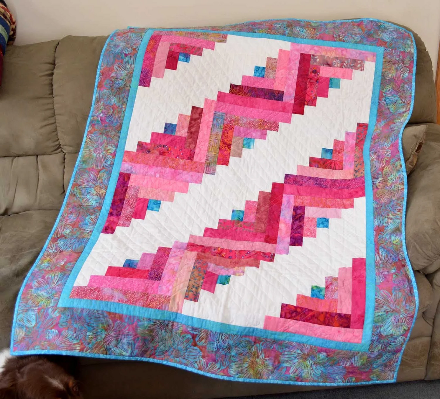 Baby Quilt - Pink Log Cabin