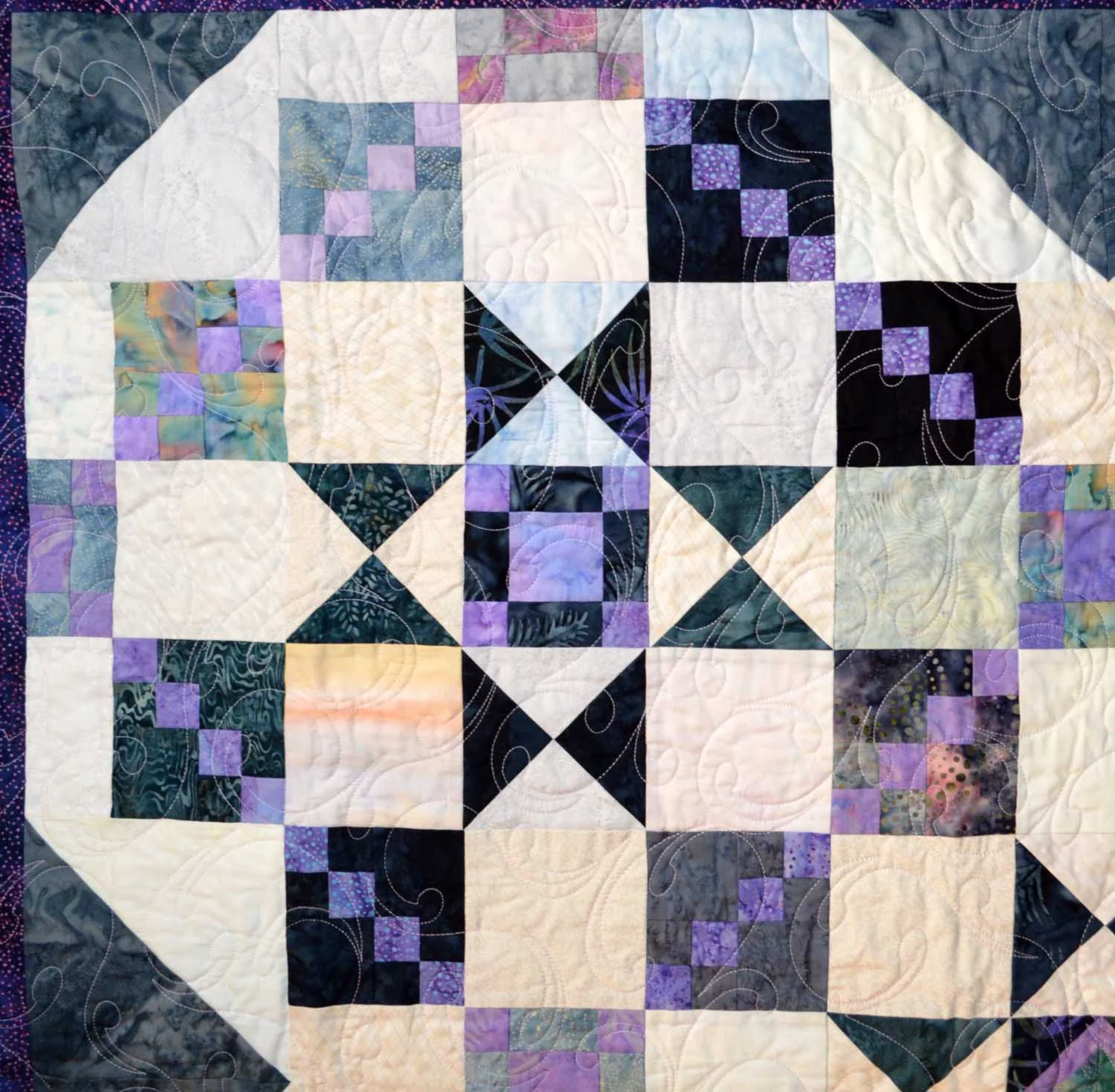 Bed Quilt - Scrap-Bag Stars Twin